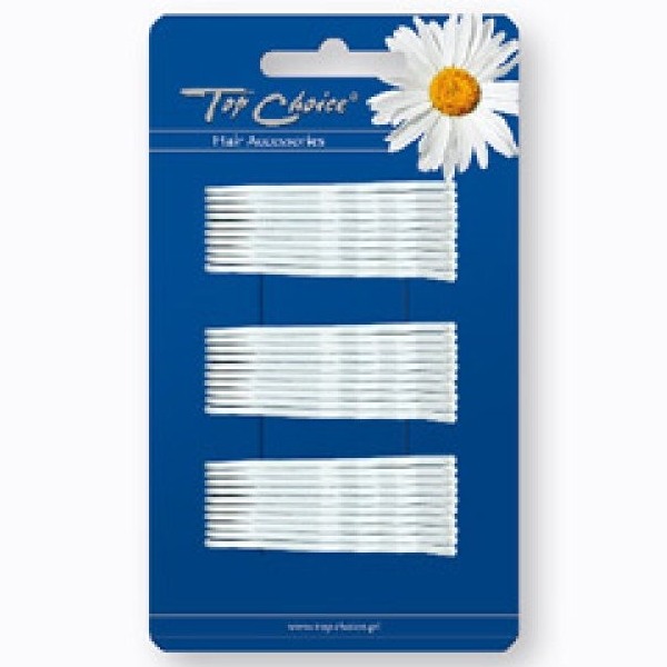 Top Choice Hairpins, White, 30pcs